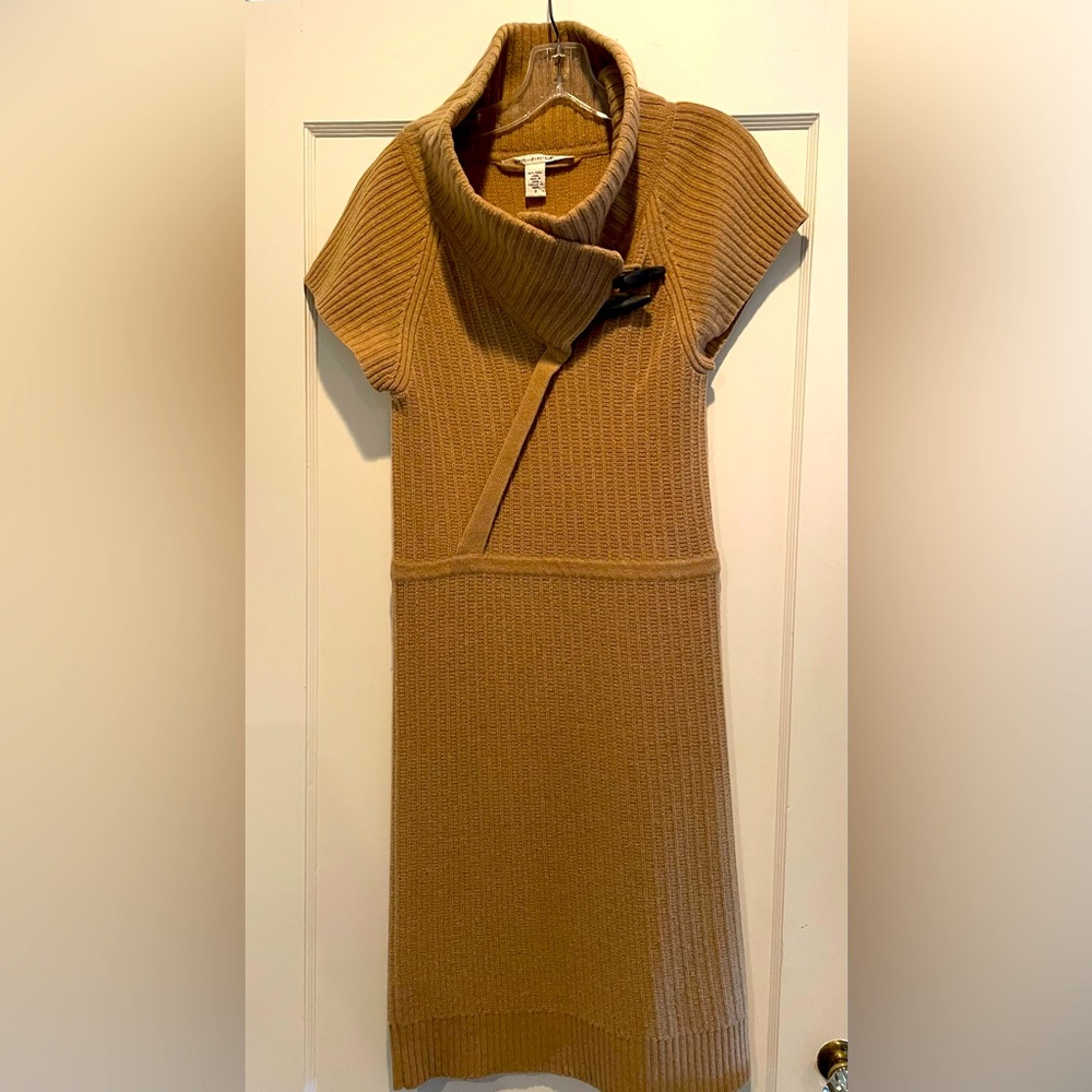 Diane von Furstenberg camel colored wool dress with oversized collar.  Size S.